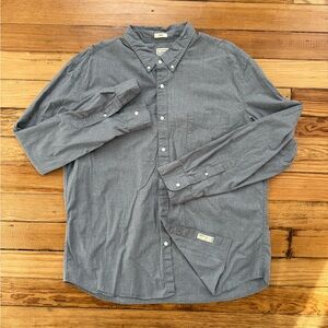 J.Crew Men's XXL slim Gray Button-Down Shirt with white buttons